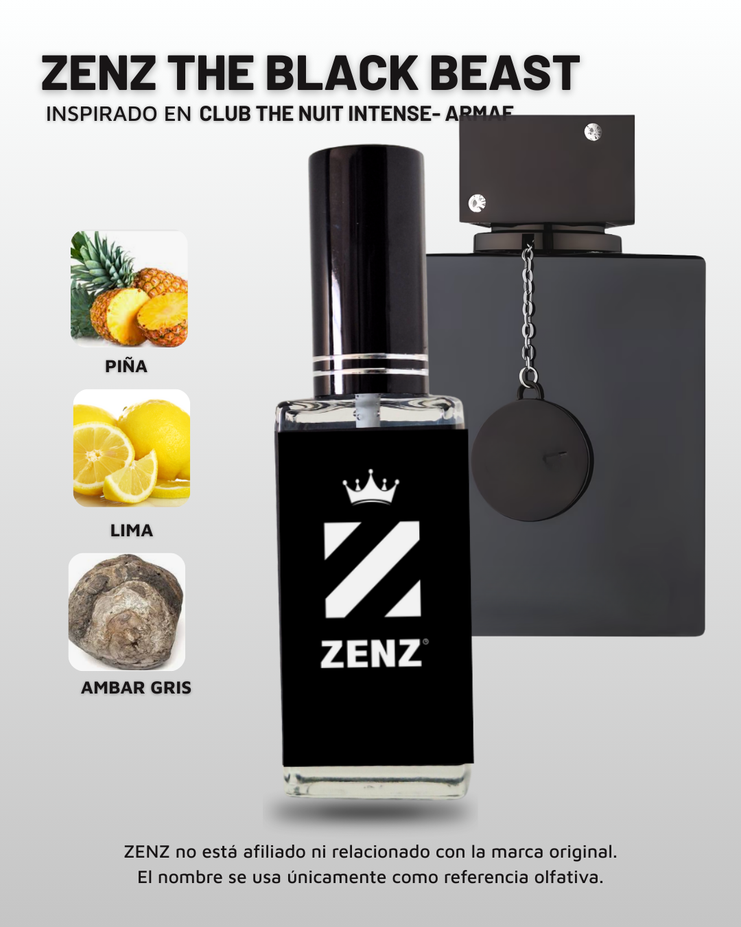 Perfume Tendencia C ZENZ THE BLACK BEAST- Inspirado en CLUB DE NUIT INTENSE ARMAF