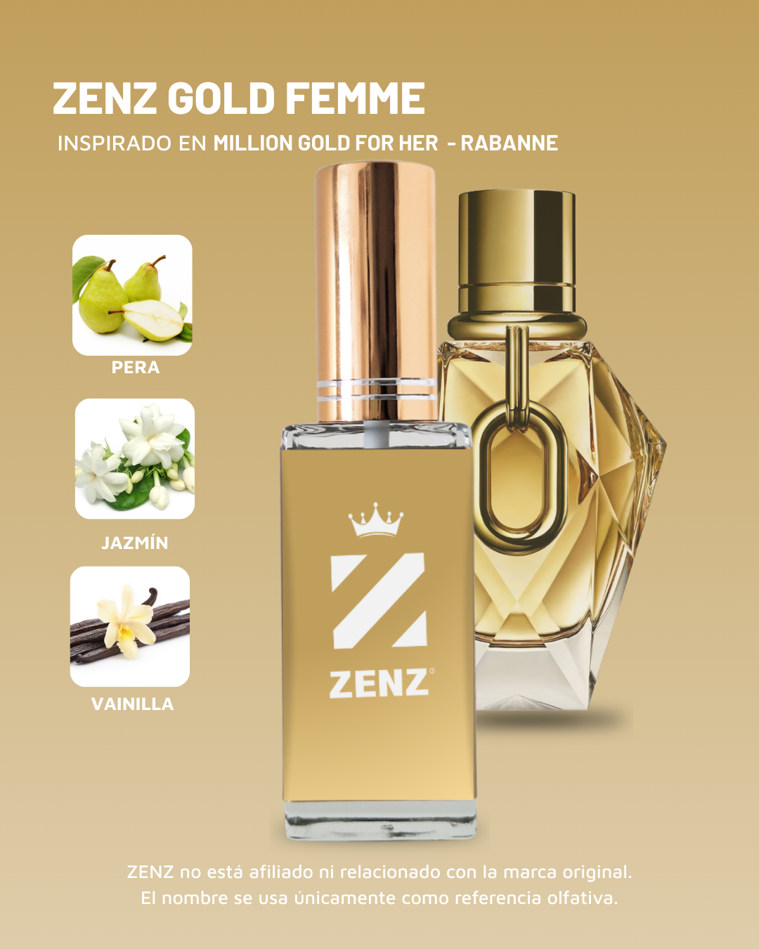 D Inspirado en MILLION GOLD FOR HER l Paco Rabanne NUEVO zenz