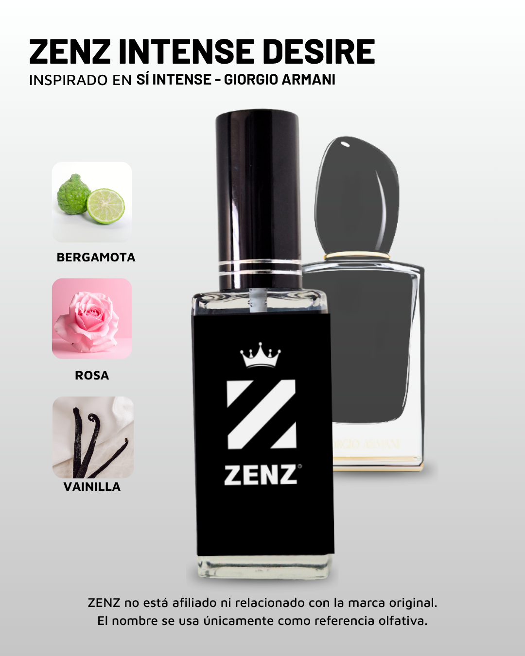 D Inspirado en Si INTENSE BOTELLA NEGRA l Giorgio Armani zenz