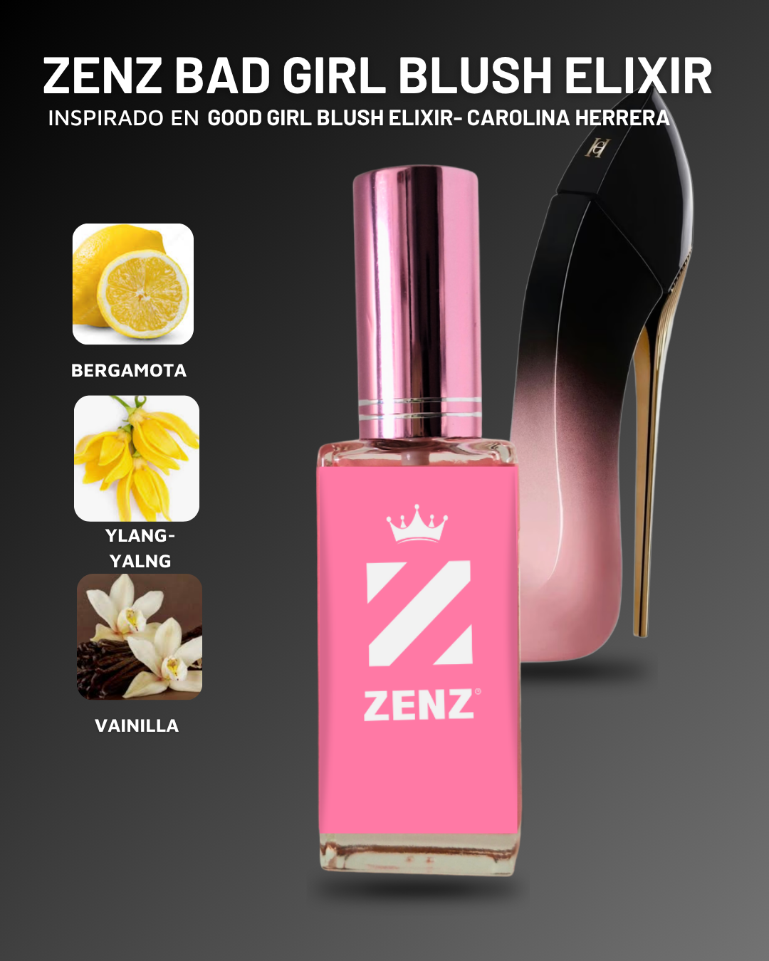 Perfume Tendencia D GOOD GIRL BLUSH ELIXIR NUEVO 2025 zenz