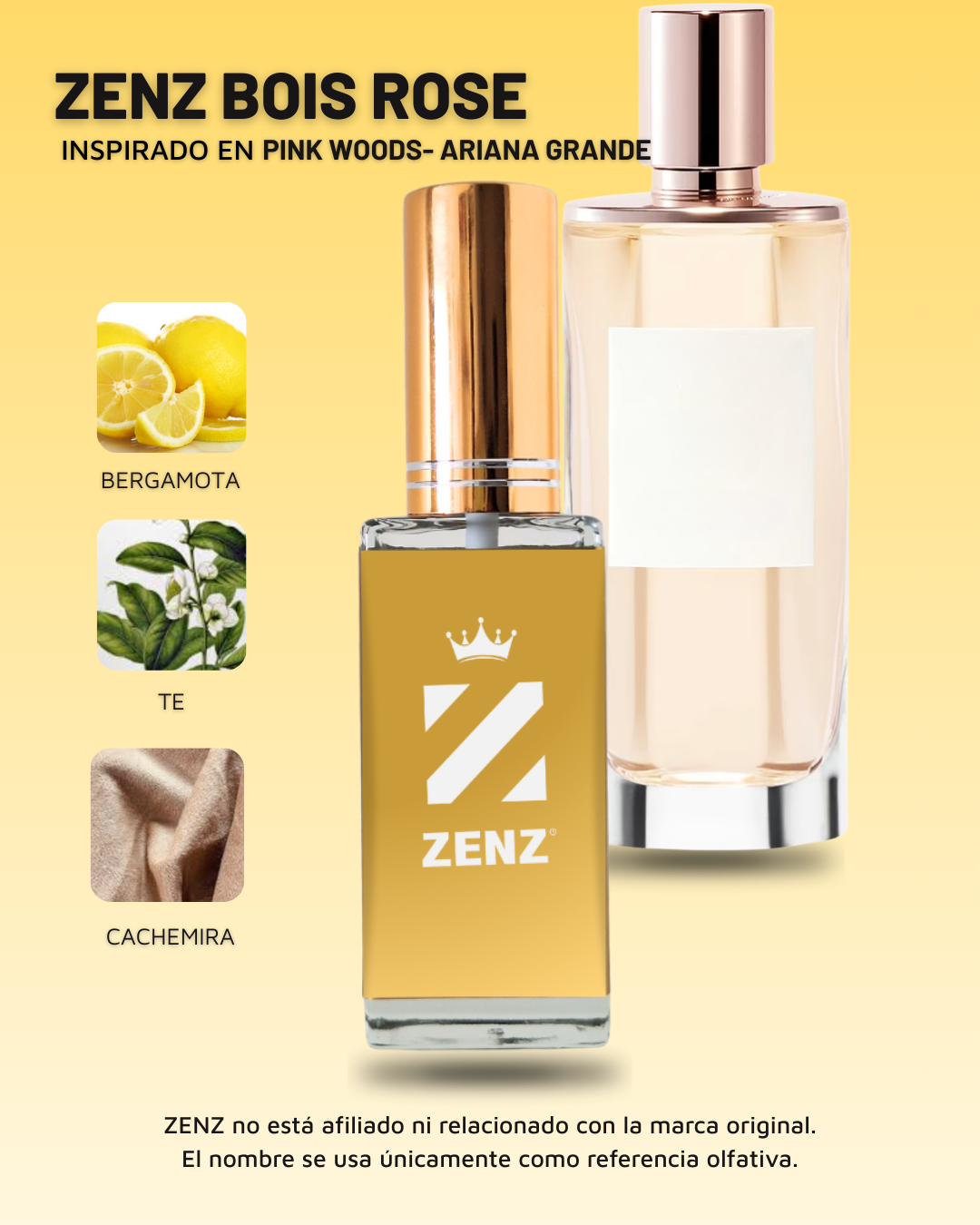 Perfume Tendencia D ZENZ BOIS ROSE- Inspirado en  PINK WOODS Ariana G.