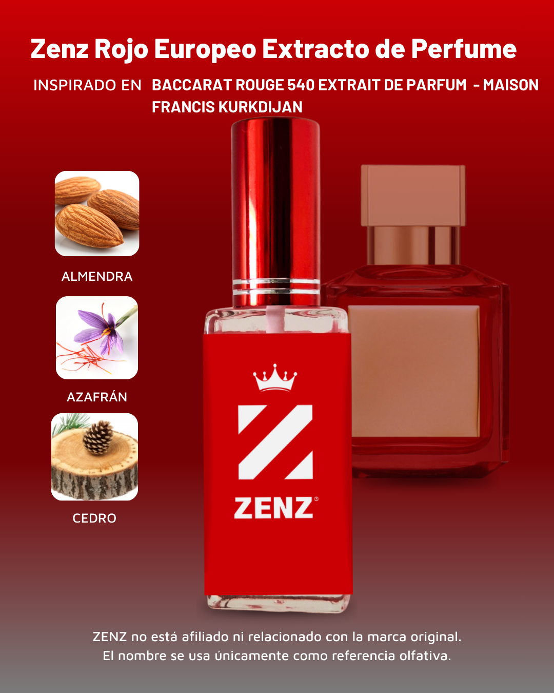 U Zenz Rojo Europeo Extracto de Perfume | Inspirado en Baccarat Extrait De Parfum - Maison Francis Kurkdjian Paris