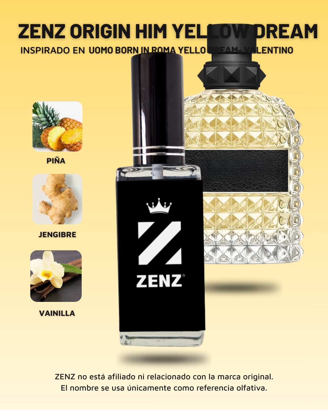 Perfume Tendencia C ZENZ ORIGIN HIM- Inspirado en VALENTINO UOMO BORN IN ROMA YELLOW DREAM